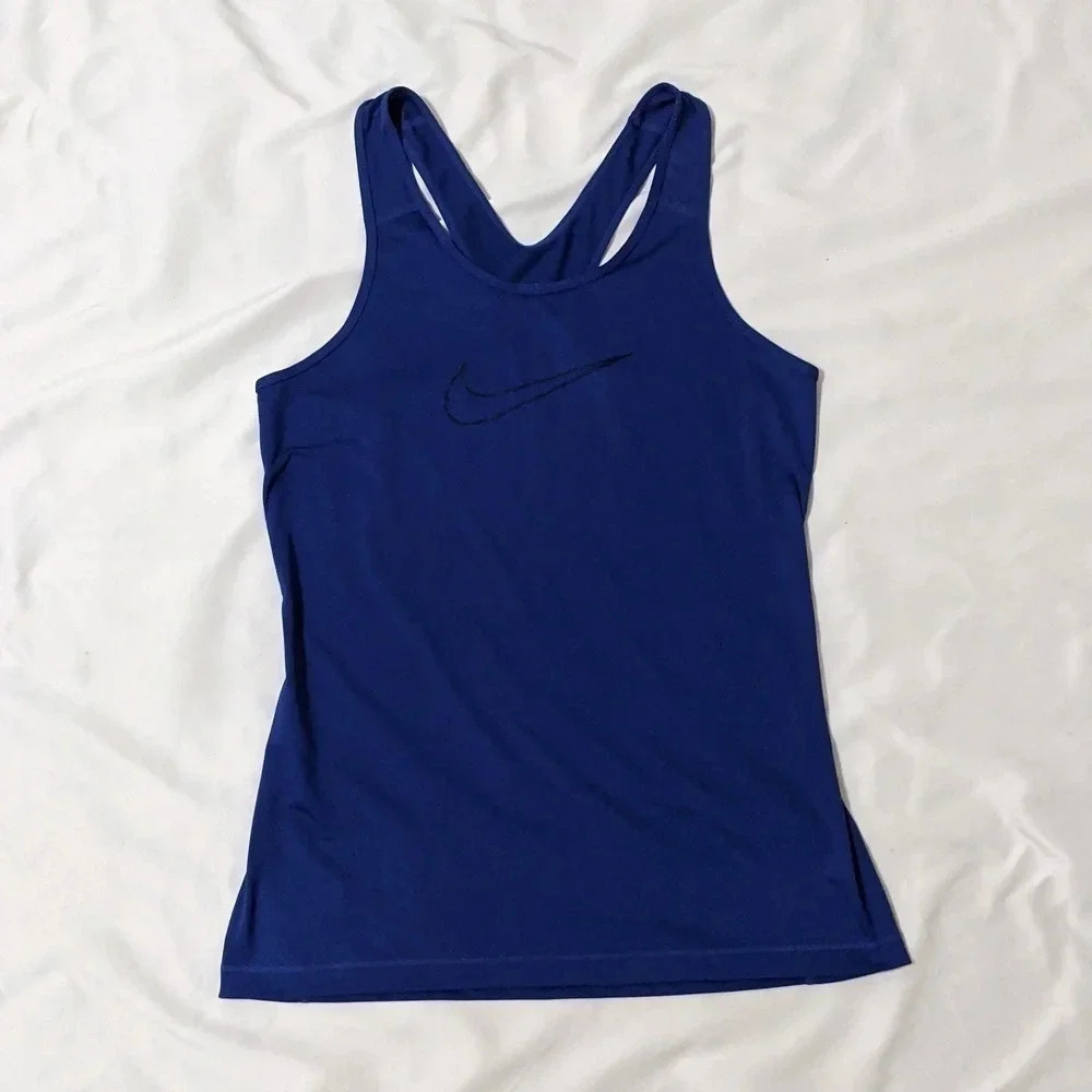 Nike Dri-Fit Racerback Tank Top, Color Blue/Black Size S